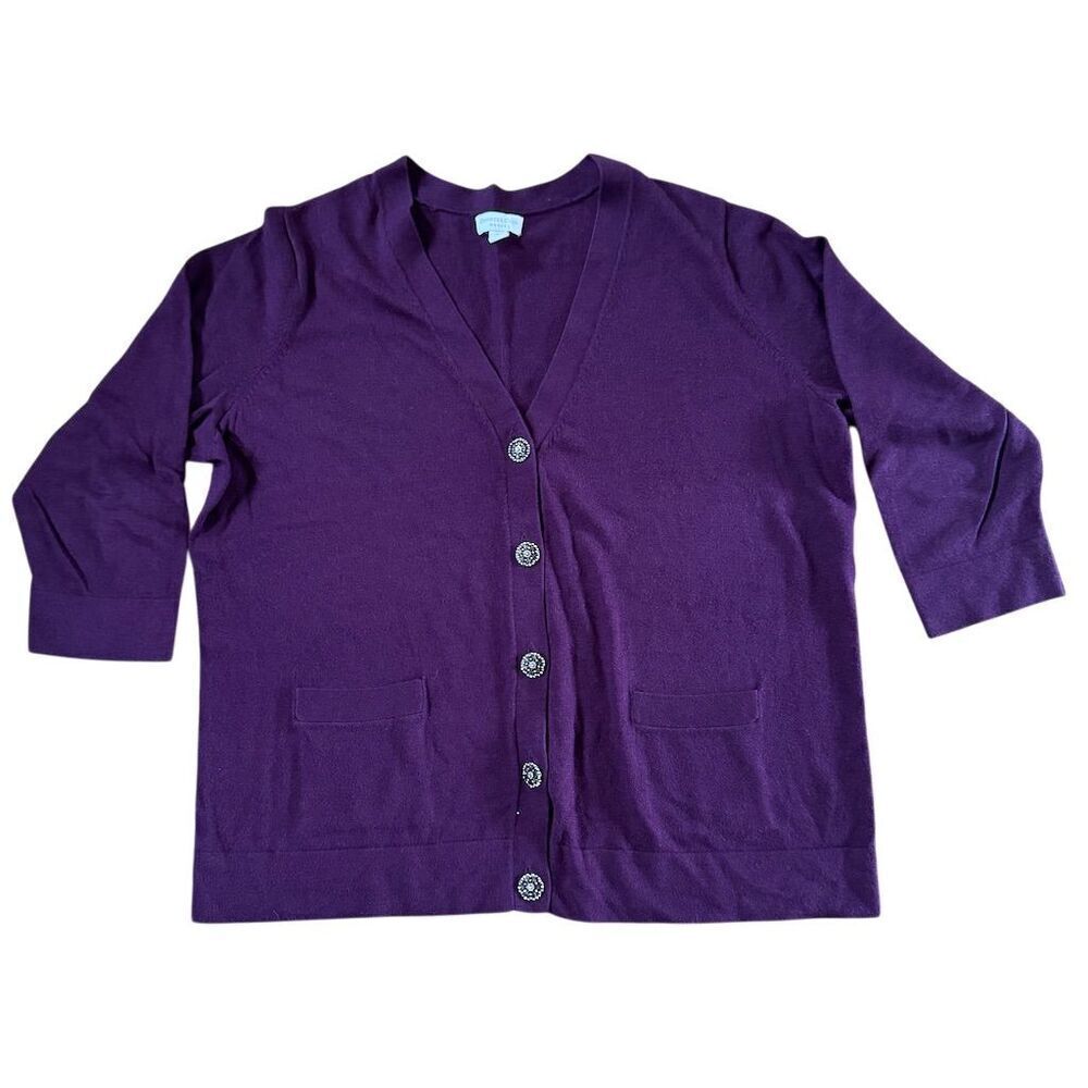 Charter Club Women's Purple Cardigan Sweater Long Sleeve V-Neck Size 0X